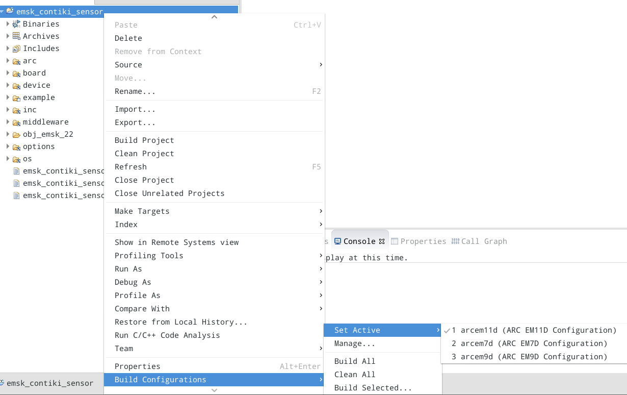 Setting the Active Build Configuration